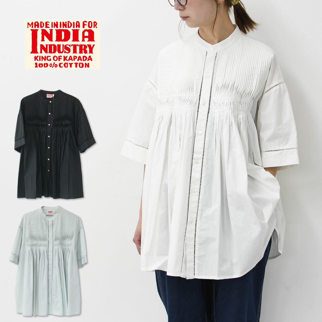 INDIA INDUSTRY [インディアインダストリー] Baran PIN TUCK SHIRT