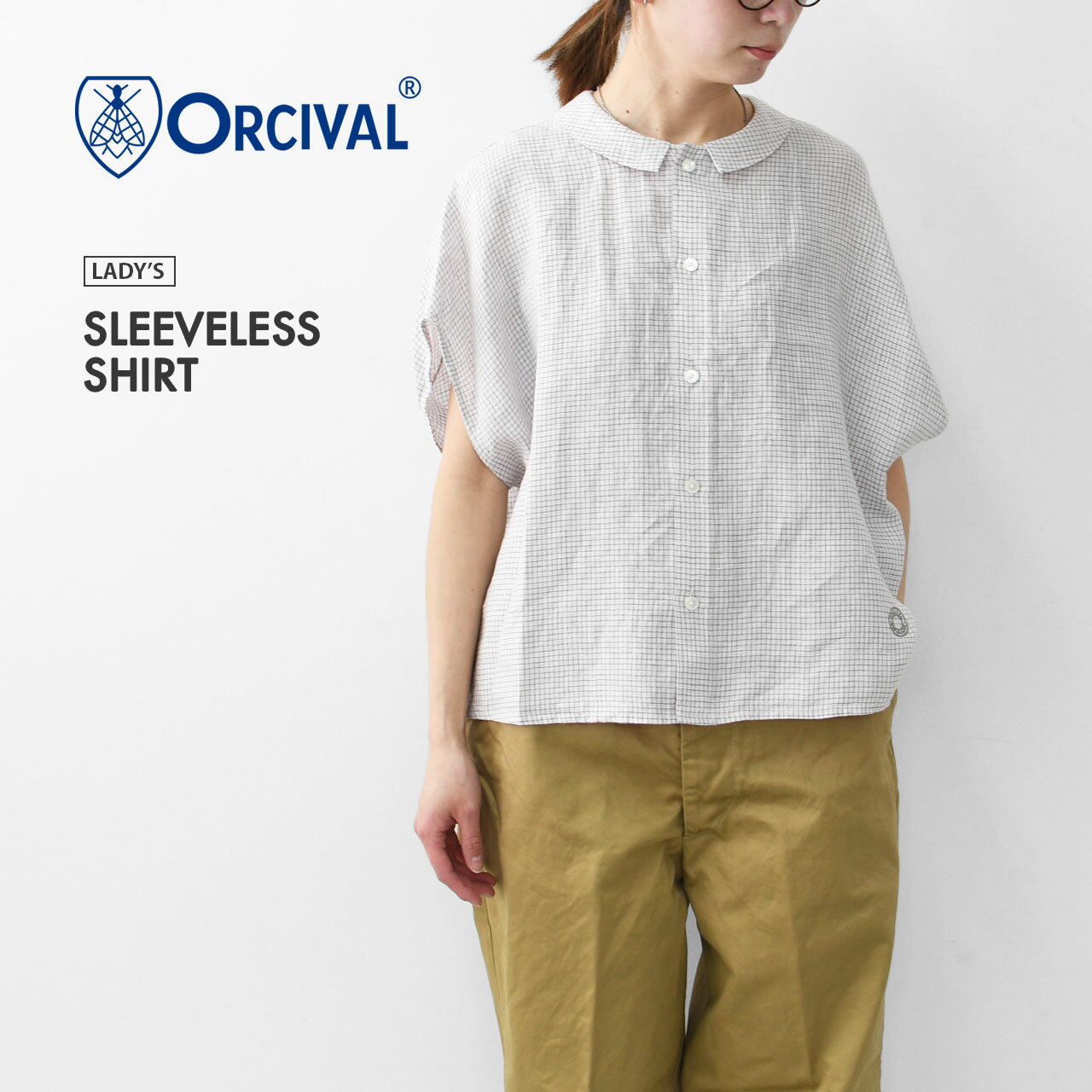 ORCIVAL オーチバル オーシバル W SLEEVELESS SHIRT OR-B0360LCH スリーブレスシャツ リネンシャツ リネンブラウス チェック フレンチスリーブ LADY 039 S 2026SS