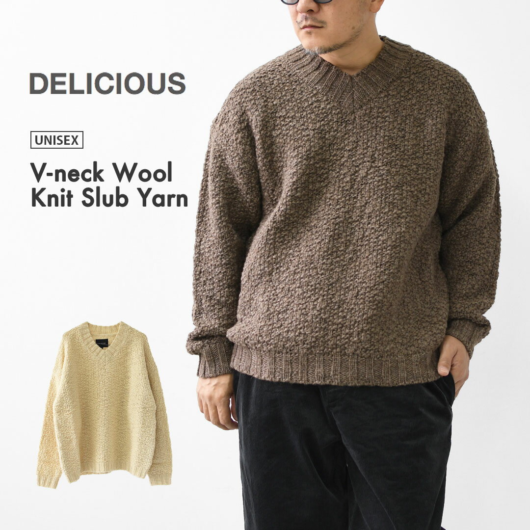DELICIOUS [デリシャス] V-neck Wool Knit Slub Yarn [DN7602] Vネックウールニットスラブヤーン・Vネ..