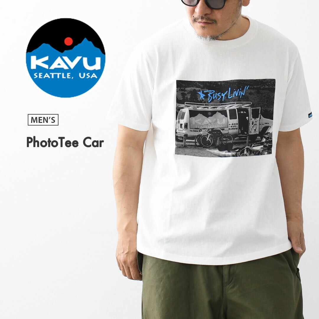 乐天商城 - 【PRE SALE】KAVU [カブー] PhotoTee Car [19822434] フォト Tシャツ カー・Tシャツ・半袖・キャンプ・登山・アウトドア・フェス・ショートスリーブ・コットンTee・MEN'S [2026SS]