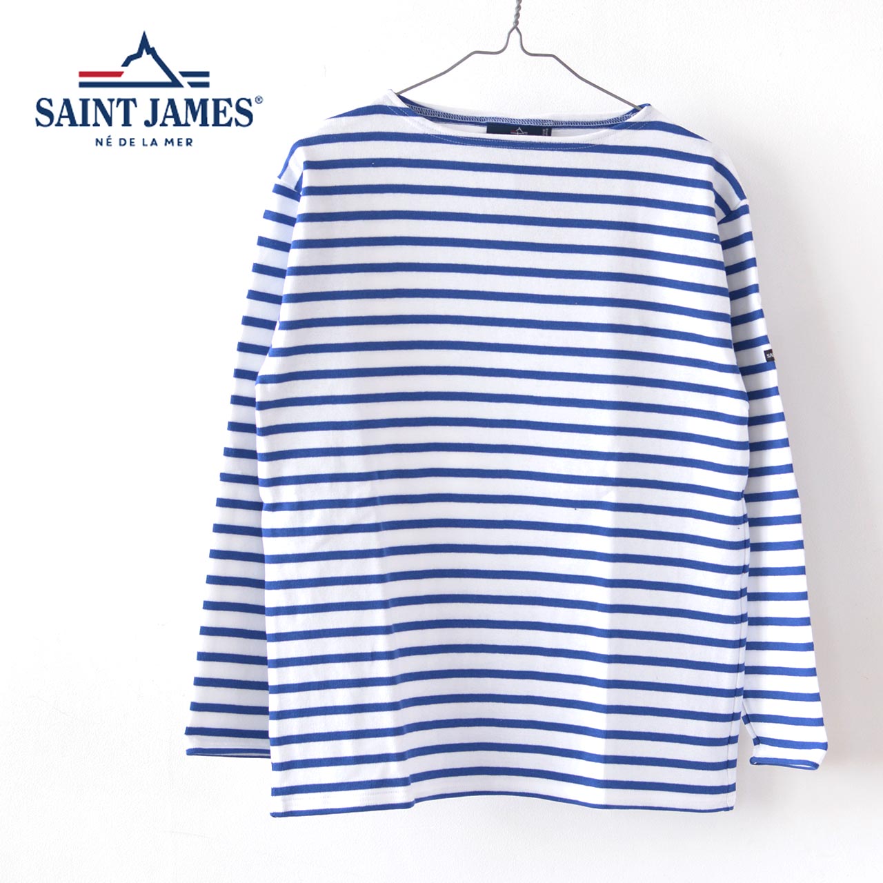 SAINT JAMES  OUESSANT BORDER - NEIGE×GITANE  ウエッソン ボーダー・白×青・カットソー・長袖・コットン・ボートネック・MEN'S / LADY'S 