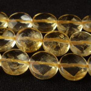 Genuine, Semi-Precious Stones - 【粒売り】シトリン（黄水晶）・コインカット10mm・1個【天然石ビーズ】【アクセサリー製作に】