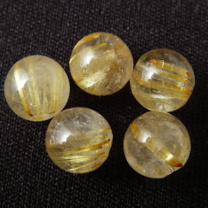 Rakuten - 金ルチル・丸6mm・ 5個セット【天然石ビーズ】【アクセサリー製作に】