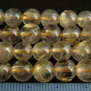 Rakuten - 【連売り・お買い得】金ルチル・丸8mm・1連【天然石ビーズ】【アクセサリー製作に】