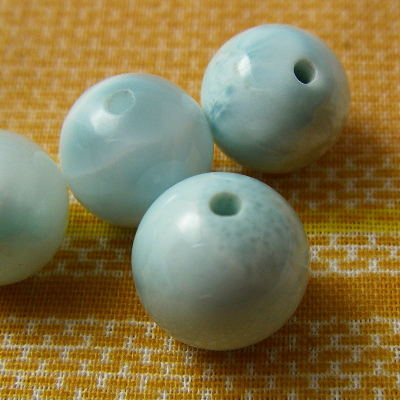 Genuine, Semi-Precious Stones - 【粒売り】ラリマー・丸10mm・1個【天然石ビーズ】【アクセサリー製作に】