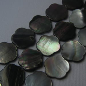 【粒売り】マザーオブパール・フラワー20mm・ブラック1個【シェルビーズ】【アクセサリー製作に】