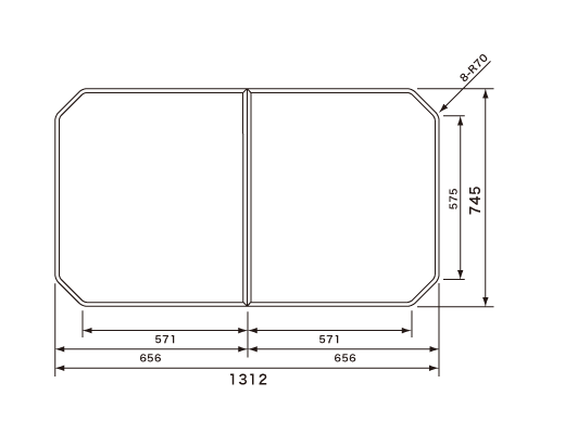 パナソニック Panasonic 風呂ふた (フロフタ) GVR1314 風呂フタ 組みフタ 幅×奥行き 1312×745mm 本体厚み 4.3mm ホワイト