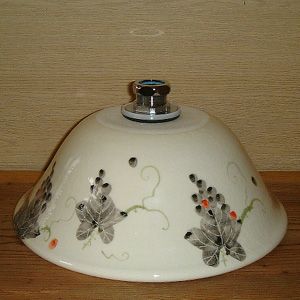 洗面ボウル信楽焼(和風陶器製)墨絵ぶどうそり型(絵付け)(手洗い鉢/洗面鉢/洗面ボール)小サイズ30cm