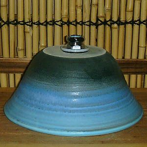 洗面ボウル信楽焼(和風陶器製)ブルー窯変ろくろ目(手洗い鉢/洗面鉢/洗面ボール)