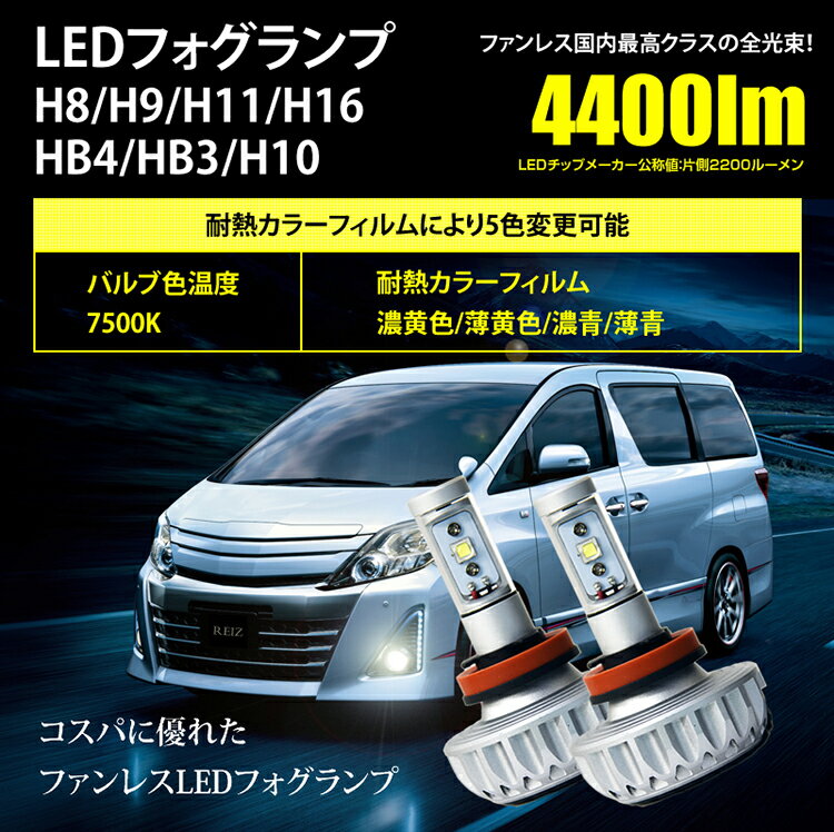 車検対応 簡単取付 CREE 爆光 4400lm アトレー ワゴン H17.5 〜 S320G S330G S321G S331G 用 LED フォグランプ H8 2球セット 白 ホワイト イエロー 3000K フォグ 配線不要 【宅配便配送商品】