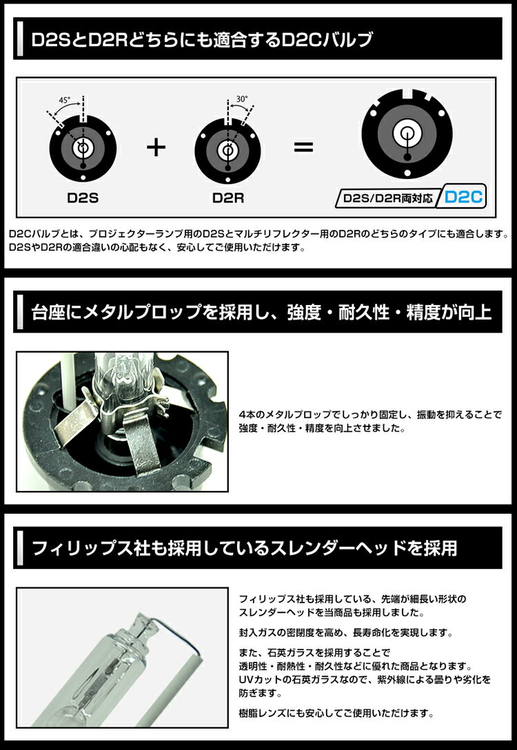 プラウディア BY51/BKY51 (H24.7 ～ ) ロービーム 明るさ従来比150％ 3700ルーメン 純正交換HIDバルブ D2S D2R兼用 D2C 3700lm 【メール便配送商品】