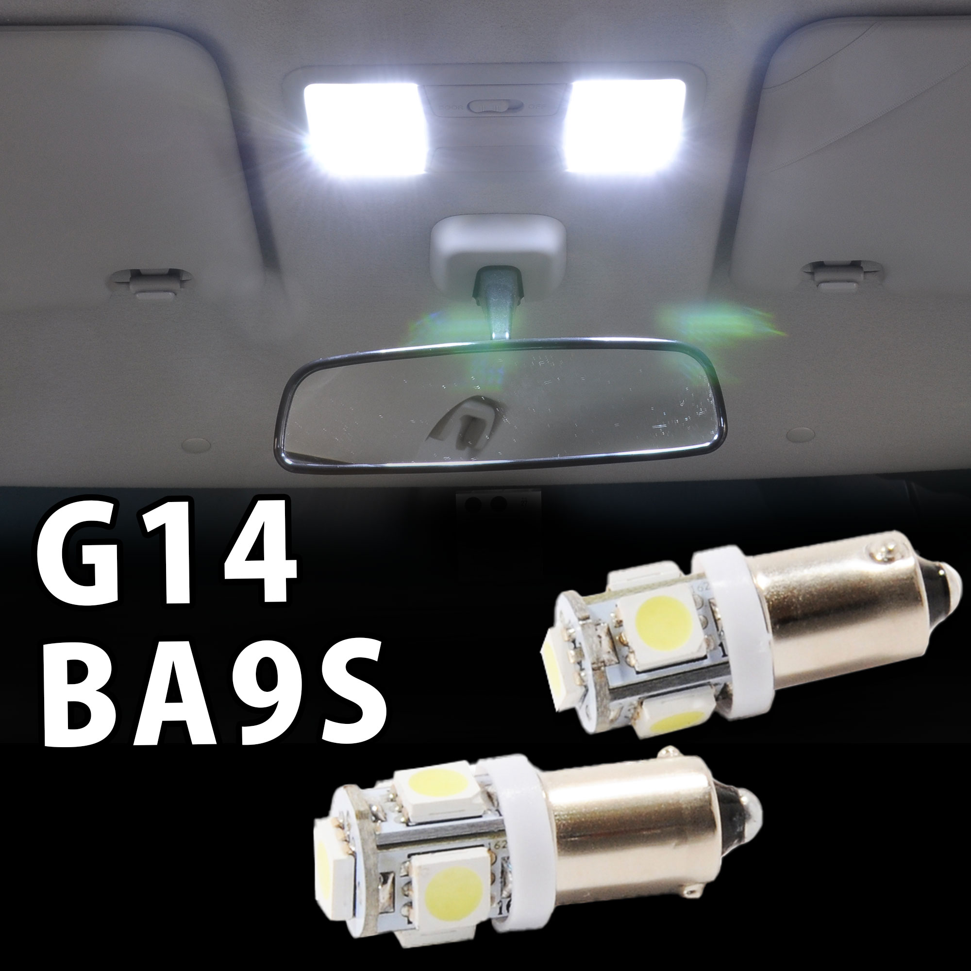 G14 BA9S LED 5連 15発 ウェッジ球 白/ホワイト 5050チップ ルームランプ 送料無料