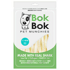 特徴 コンドロイチンを丸ごと摂取！ BokBok（　ボクボク　）は、　幼犬から安心して毎日たべることができる低カロリー・低脂肪・高たんぱく、 天然物のサメ軟骨やサメ肉などの素材を使った犬用サメおやつです。 ■原材料：サメ軟骨　■成　分：粗タンパク質：52％以上、粗脂肪：4％以上、粗繊維：0．1％以下、粗灰分：36％以下、水分：10％以下、カロリー：224kcal（100gあたり）　■原産国：タイ　■発売元：株式会社ルークラン