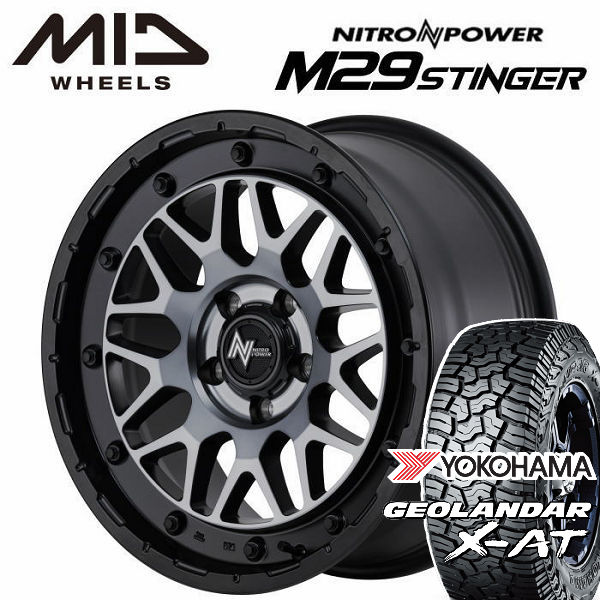 送料無料10系 シエンタ 現行車（新型）ナイトロパワー M29 STINGER スティンガーセミグロスブラッククリアヨコハマ ジオランダー X-AT185/60R16タイヤホイール4本セットオフロード アウトドア