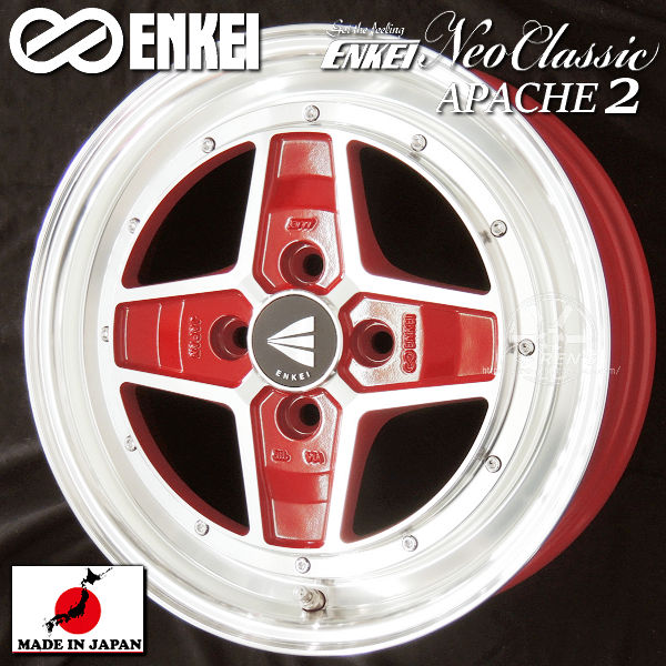 送料無料デリカミニ ハスラー フレアクロスオーバーキャストアクティバ コペンENKEI エンケイAPACHE2 アパッチ2マシニングレッド165/60R15ヨコハマ タイヤ ホイール4本セット