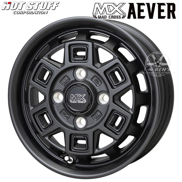 Rakuten - 送料無料軽トラック 軽バン JWL-T規格ハイゼット キャリー N－VAN アトレー 等にMAD CROSS AEVERマットブラック12インチ 4.0J +43 4/100■新品アルミホイール4本