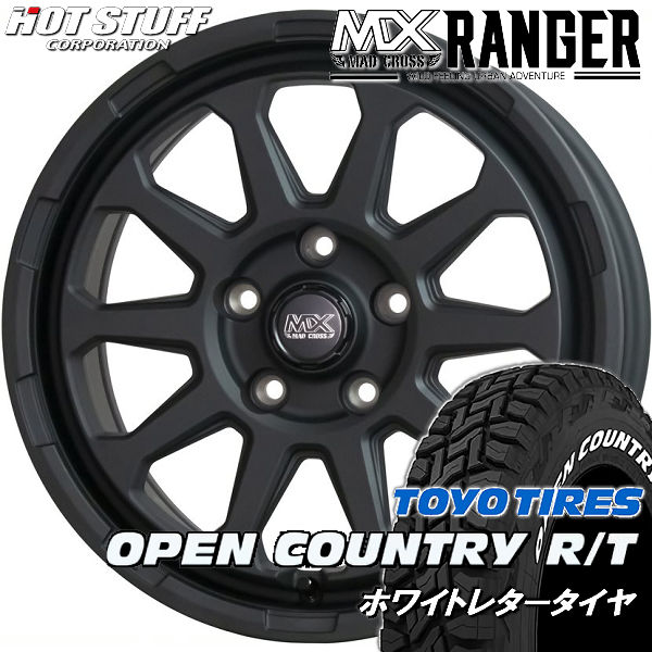 送料無料デリカD:5 RAV4 エクストレイル CX-5 等にマッドクロス レンジャーマットブラック235/70R16TOYO オープンカントリーR／Tホワイトレター