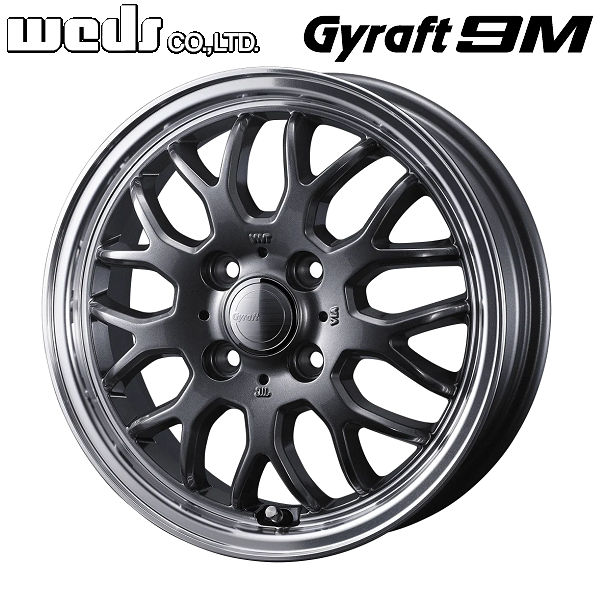 送料無料軽トラック ハイゼット キャリー アクティ N-VANWEDS GYRAFT 9Mガンメタ／リムポリッシュ145/80R12LT 80/78Nブリヂストン K370 荷重対応