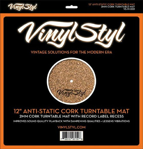 Vinyl Styl 12" Anti-Static Cork Turntable Mat ターンテーブルマット（コルク）2mm [ US / Vinyl Styl ] 新品！ アメリカのレコードメンテナンス信頼のブランド"Vinyl Styl"からのターンテーブルマット（コルク）！！　