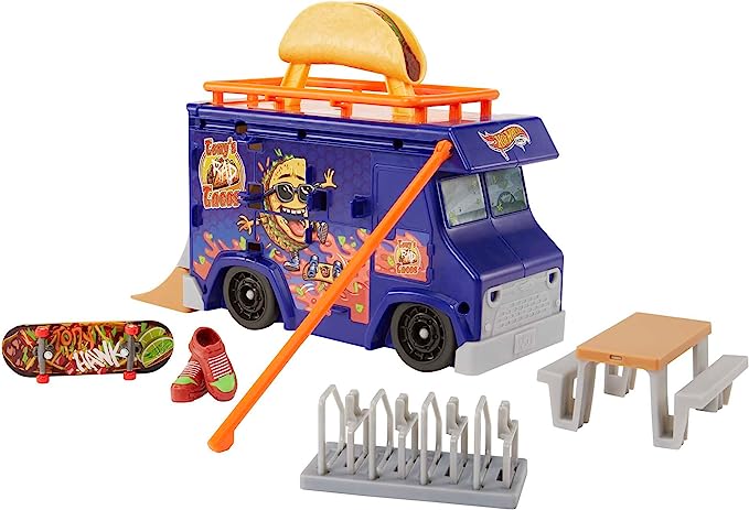 Mattel - Hot Wheels Skate Tony Hawk Moment Taco Truck Play Case, Finge...
