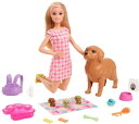 バービー　Mattel - Barbie Doll and Newborn Puppies Playset, Blonde