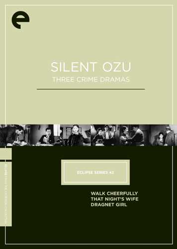 新品北米版DVD！【小津安二郎 3作品セット】（『『朗かに歩め』『その夜の妻』『非常線の女』） Eclipse Series 42: Silent Ozu - Three Crime Dramas