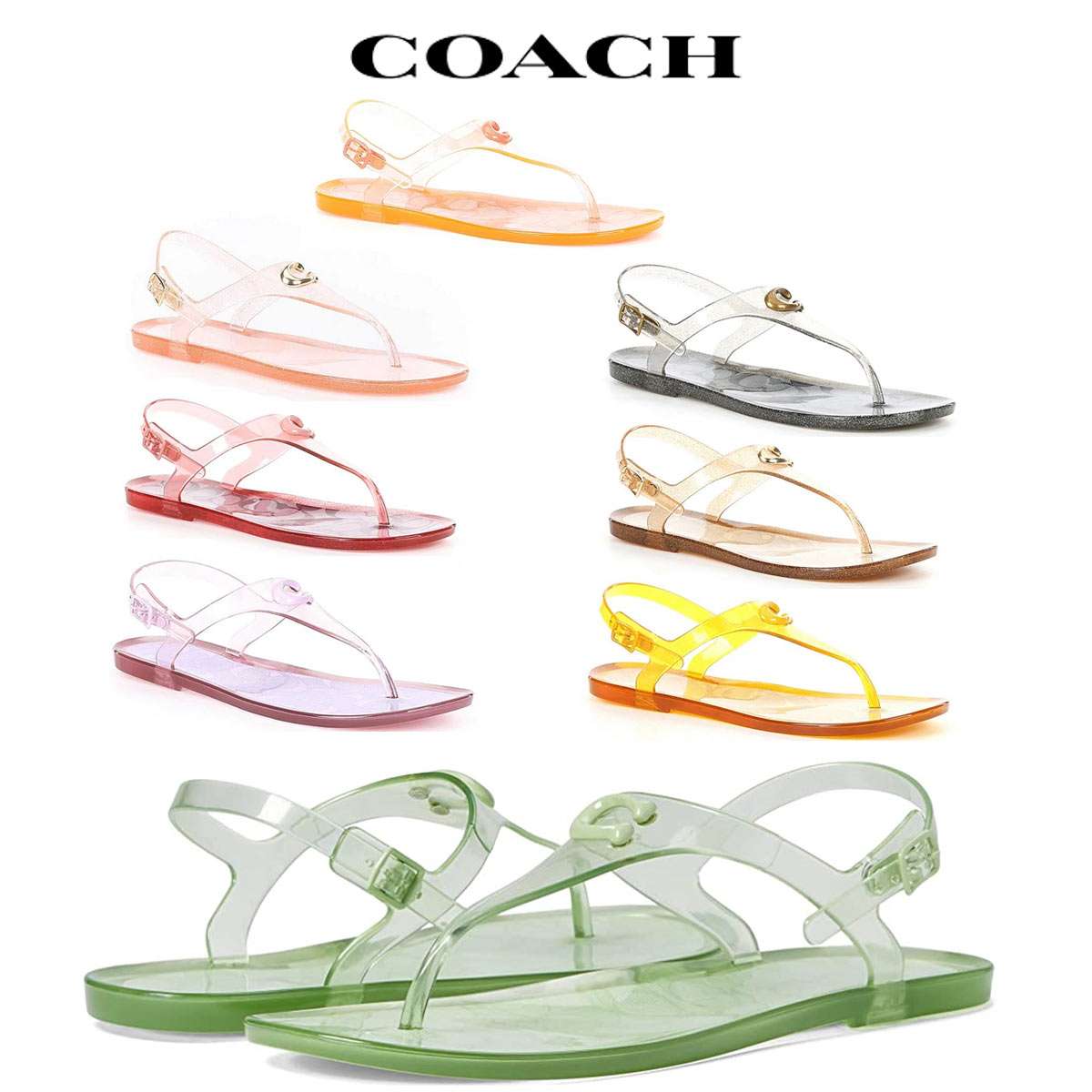 コーチ サンダル レディース ぺたんこ ブランド シグネチャー 大きいサイズあり アウトレット つっかけ Coach