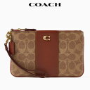 コーチ ポーチ バッグ 小物入れ ブランド スマホポーチ シグネチャー 本革 ストラップ Coach(4)