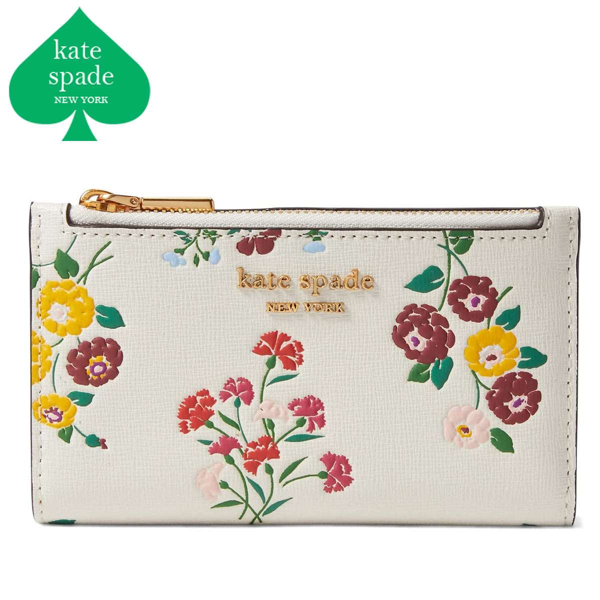 ケイトスペード 財布 二つ折り レディース 花 ファスナー オシャレ ブランド 新作 Kate Spade