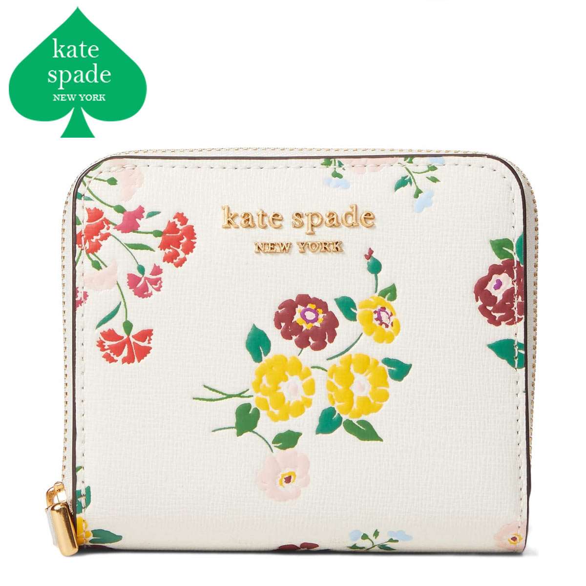 ケイトスペード 財布 二つ折り レディース 花 ファスナー オシャレ ブランド 新作 Kate Spade