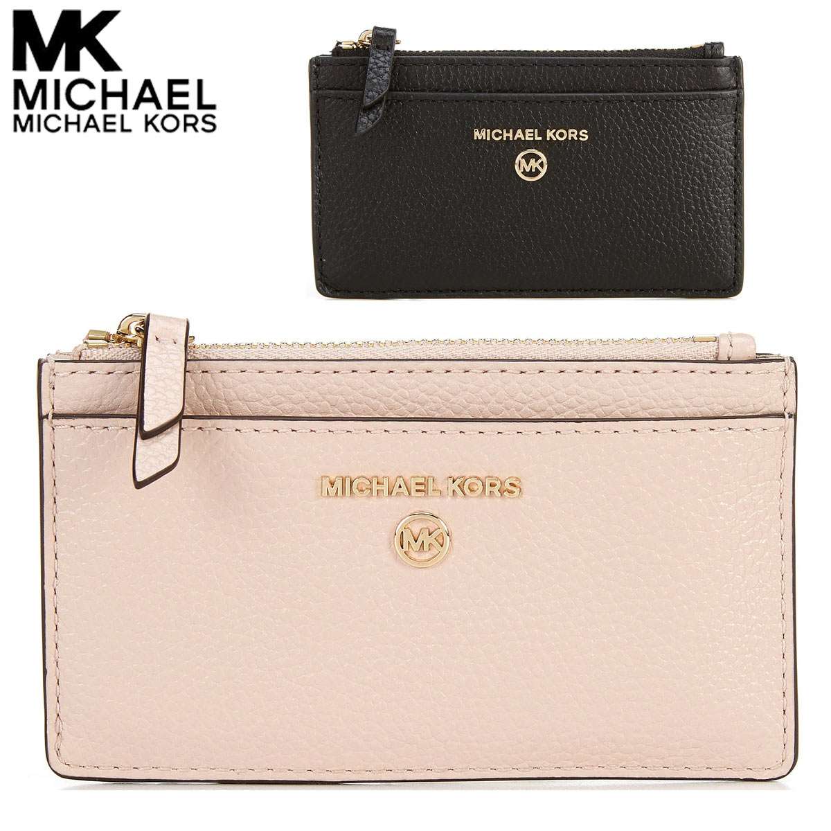 ■商品名 マイケルコース ジェット セット チャーム ペブル レザー スモール スリム カードケースMichael Kors Jet Set Charm Pebble Leather Small Slim Card Case ■カラー 全2カラー(Black, Soft Pink) ■サイズ ・横(約)13.3cm x 縦(約)7.6cm x マチ(約)1.27cm ■素材 Pebbled leather ■商品詳細 ・ファスナー開閉式 ・前面クレジットカードポケット×1・背面カードポケット×5、前面カードポケット×1 ■ 商品説明 ぺブルレザーを使用したスリムなデザインで、お気に入りのトートバッグにすっぽり収まるサイズです。よく使うカードやお札を入れておくと便利です。大切な人へのギフトにも最適です。 カリスマデザイナー ！マイケル・コース(MICHAEL KORS) セリーヌ CELINE のデザイナーに抜擢された際、ブランドイメージのの若返り、復活に貢献。現代的で都会派キャリアウーマンの支持するブランドに変えたファッション業界のカリスマ。エミー賞のランウェイ審査員も勤める超有名人です。偽物・コピー商品にご注意 世界の人気ブランドは偽物・コピー商品の生産も盛んです。激安価格や偽公式サイトにはご注意ください。 当店の商品は『 100% 正規品保障！ 』です。安心してお買い物をお楽しみください。 Michael Kors マイケルコース ⇒　ブランドページはこちらから 後払い対応店 商品到着後「14日以内のお支払いでOK !」 ご注文時にお支払い方法より選択しご利用いただけます。