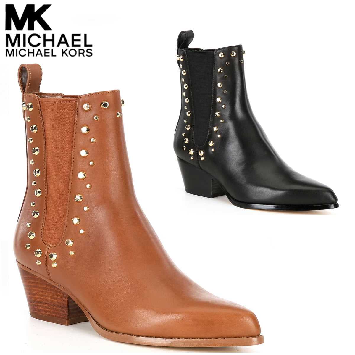 マイケルコース ブーティー ローヒール ショート レディース サイドゴア ブランド 本革 歩きやすい 大きいサイズあり MICHAEL KORS