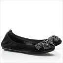 【正規品取扱店】 トリーバーチ 靴 フラット Tory Burch suede Eddie Ballet Flat with Bow カラー:ブラック(4)
