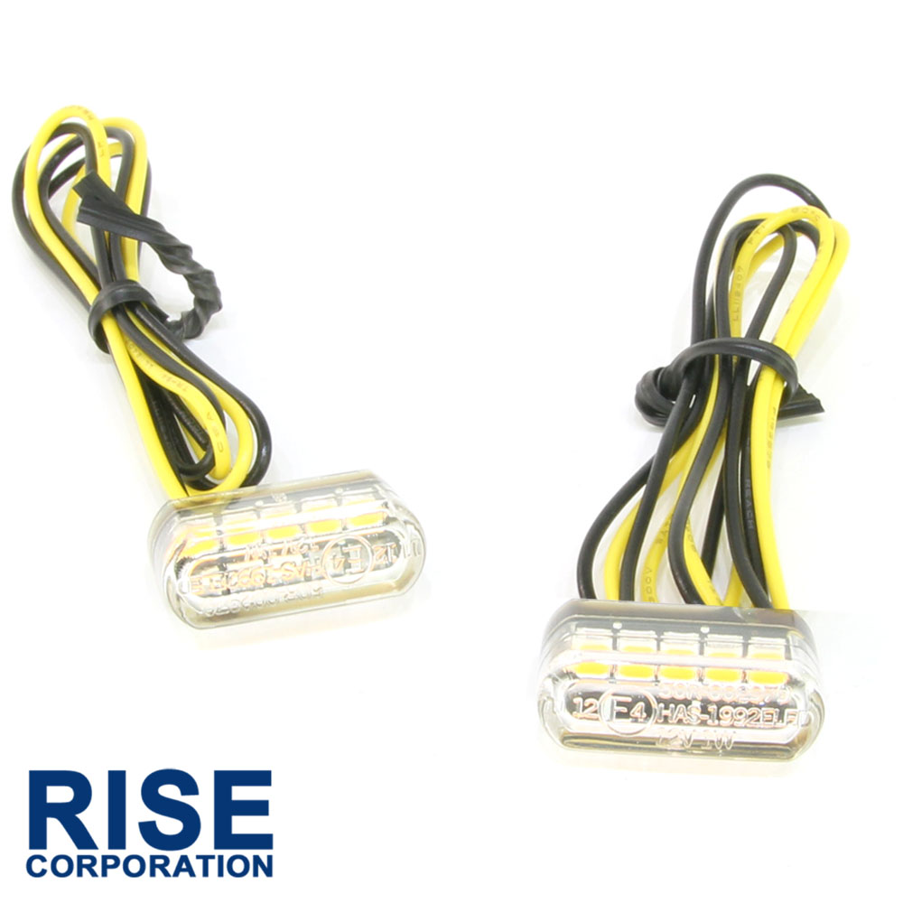 楽天バイクパーツバッテリー販売のRISE超小型 埋め込み式 マイクロミニ ビルトイン LED ウインカー クリアレンズ 車検対応 2個セット オレンジ/アンバー発光