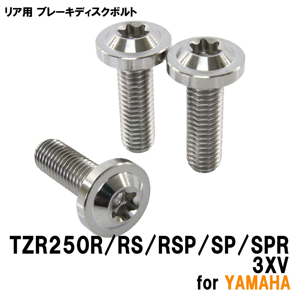 チタンボルト ヤマハ TZR250R RS RSP SP SPR 3XV専用 ブレーキディスクボルト リア用 3本セット M8×25 P1.25 シルバー 軽量化 カスタム ネジ