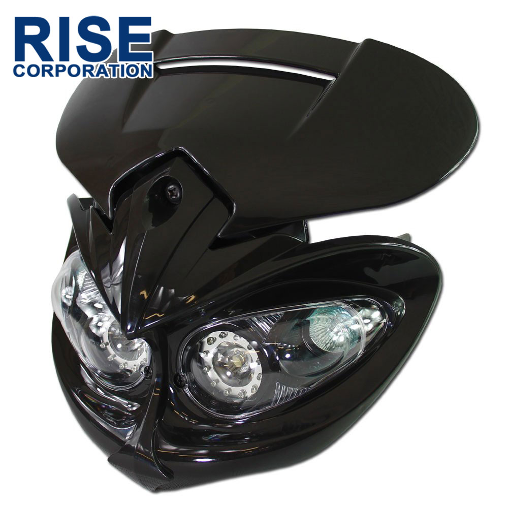 LED イーグルアイヘッドライト ブラック (Dトラッカー グラストラッカー DT50 WR250 ランツァ TW225 セロー DRZ50 RMX250 KDX220 モタード KLX250 KSR KTM等に)