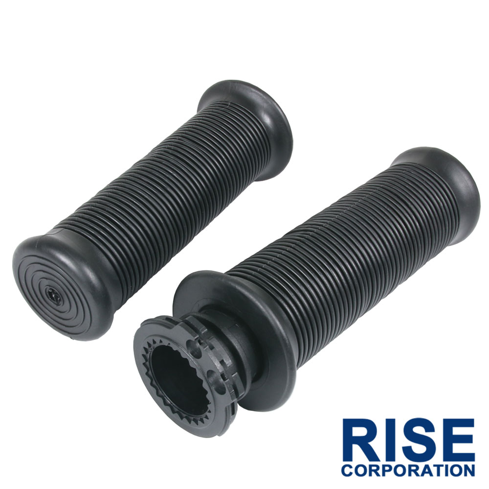 スロットルスリーブ付 グリップ 22.2mm 汎用 スロットル一体型 左右セット ブラック バイク オートバイ パーツ カスタム 交換 補修