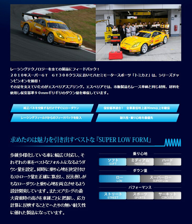 ESPELIR エスペリア ダウンサス TOYOTA トヨタ VOXY ヴォクシー H26/1〜H29/7 ZRR85G 4WD 2.0L 前期 / V / X フロント・リア(1台分) 2