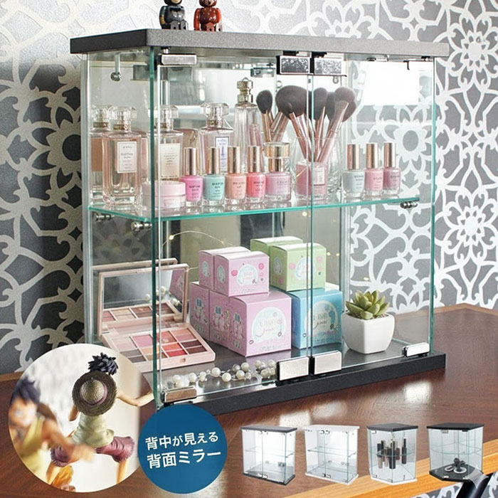 【期間限定10%OFF】【ミラーで大切なコレクションを美しく魅せる】フィギュアケース 卓上 ガラス コレ..