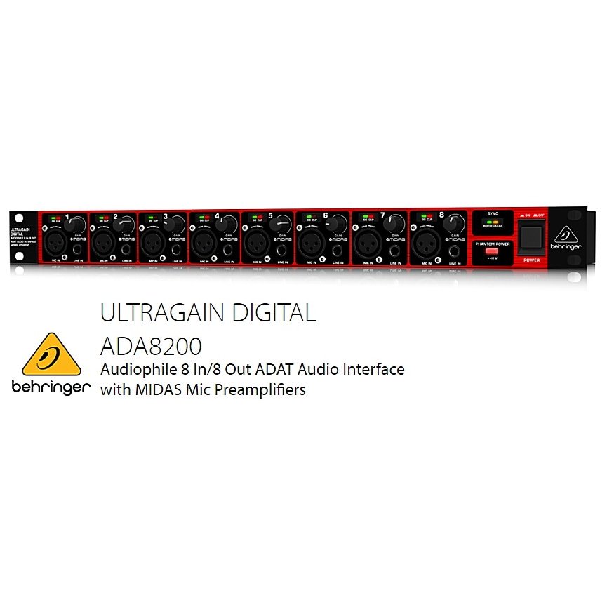 BEHRINGER/べリンガー ADA8200 ULTRAGAIN DIGITAL　MIDASマイクプリアンプ搭載 8入力8出力ADATオーディオインターフ…