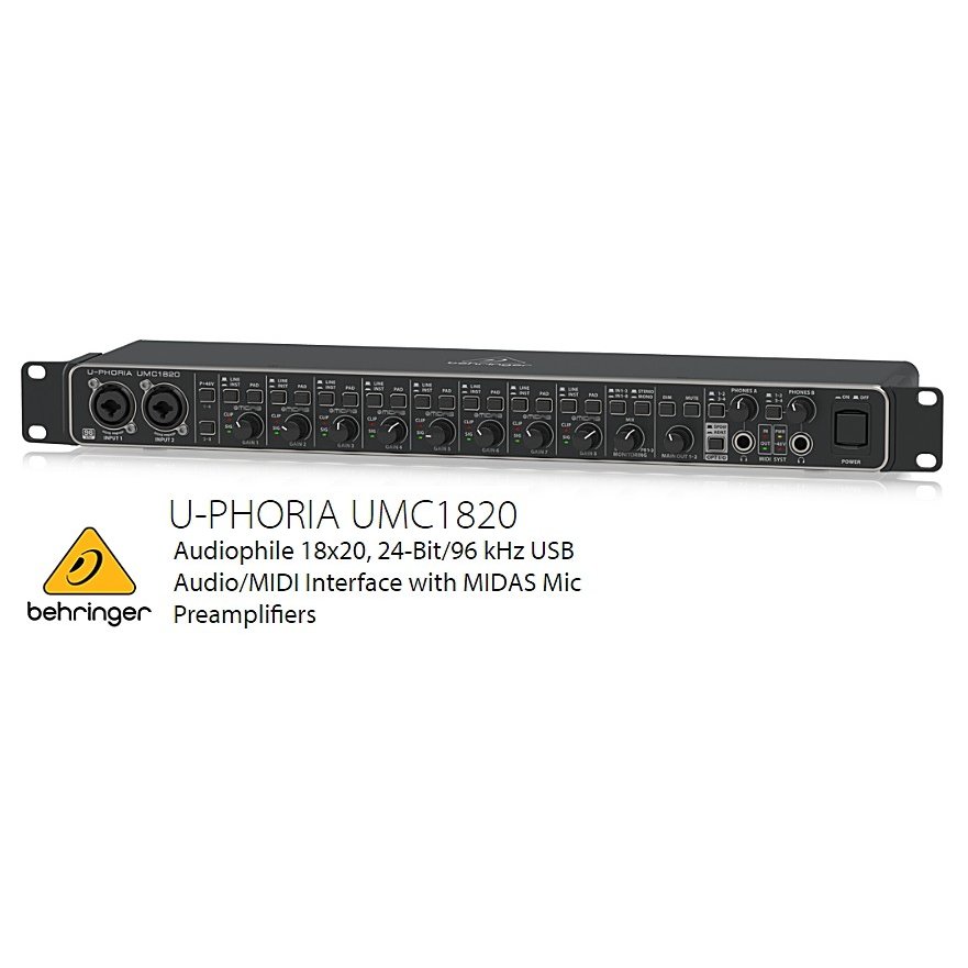 BEHRINGER/べリンガー　UMC1820 U-PHORIA　MIDASマイクプリアンプ搭載オーディオインターフェース