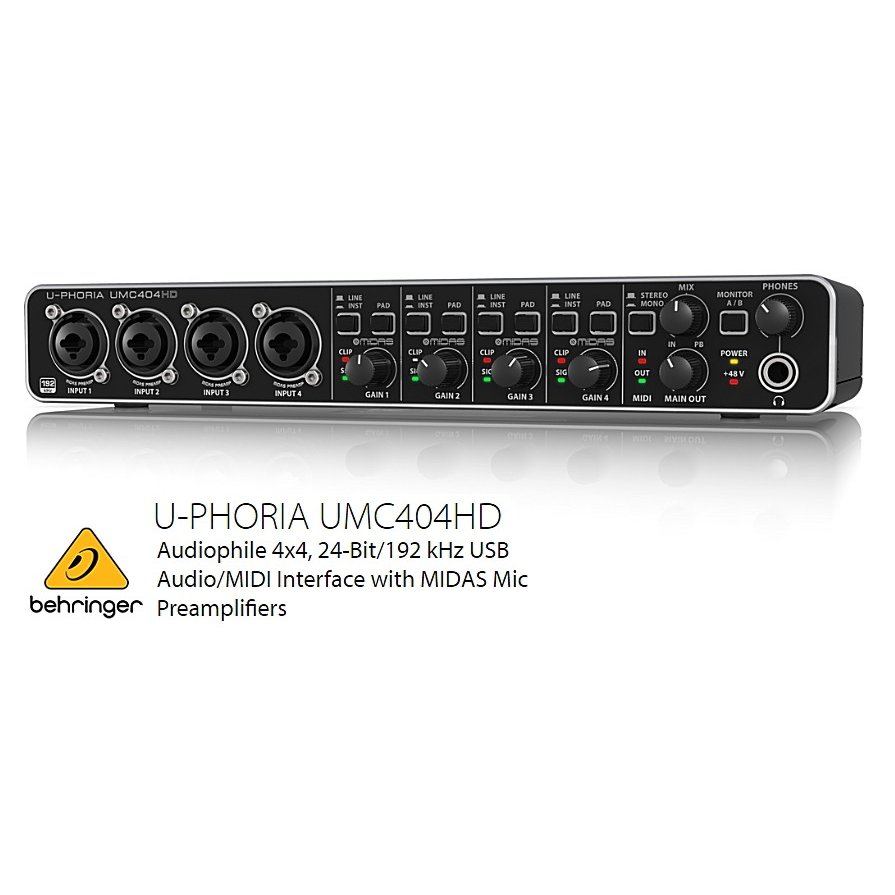 BEHRINGER/べリンガー UMC404HD MIDASマイクプリアンプ搭載 4入力4出力MIDI/USBオーディオインターフェース　UMC404H…