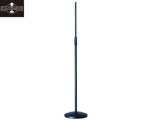 ラウンドベースストレートスタンド ・ラウンドベースストレートスタンド ・直径10インチ(25.4cm)の重量のある円盤型ベースを採用し省スペース化を実現 ・着脱可能のアイソレーションリングにより、設置面を3点もしくは環状の選択が可能 ・荷重や負荷のかかる部分には圧延鋼材を加工して使用し、優れた堅牢性を獲得。 ・スタンド高の固定には摩耗に高い耐性を持つクラッチ機構を採用。 ■仕様 ・高さ：88〜158cm ・レッグ長：25.4cm ・シャフト先端ネジ径：5/8インチ ・カラー：マットブラック ・質量：4.1Kg ・付属品：ネジ変換アダプター(5/8→3/8インチ)x1個、アイソレーションリングx1　