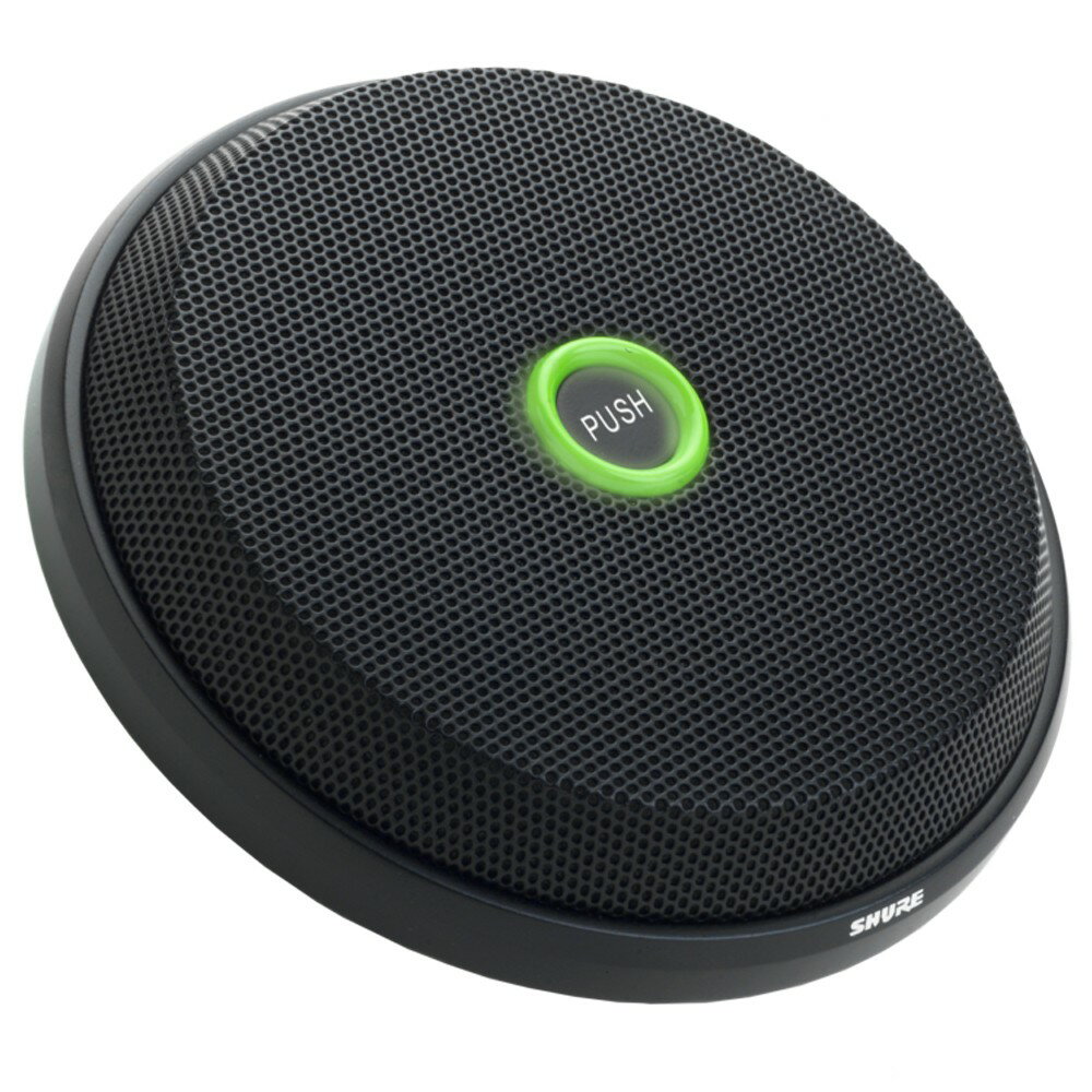 【Shure】MX396/C-TRI-X 広範囲をカバーするマルチエレメント・バウンダリー・マイクロホン 3つのマイクカートリッジを搭載した「トライカーディオイド」300°または360°の広範囲をカバー。 LEDインジケーター付き。オートマチックミキサーなどに接続することで、アクティブ時のLED点灯が可能。 内部DIPスイッチで、ON/OFFスイッチ（マイクロホン中央）の動作をモメンタリー/オルタネイトで設定可能。 スペック 指向特性&nbsp;トライカーディオイド 周波数特性&nbsp;50〜17kHz インピーダンス&nbsp;インピーダンス150Ω（EIA定格）：170Ω実効 開回路感度&nbsp;−35dB&nbsp;re&nbsp;1V/Pa 等価雑音レベル (Aウェイト)&nbsp;28dB&nbsp;SPL 最大音圧レベル (1kHz、THD1%、1kΩ負荷)&nbsp;122dB&nbsp;SPL 電源&nbsp;ファンタム&nbsp;DC48〜52V　12.0mA コネクター&nbsp;先バラ 寸法・質量&nbsp;φ110×高24mm、587g 付属品&nbsp;締め付け蝶ナット、取付チューブ、ゴム製分離リング×2　