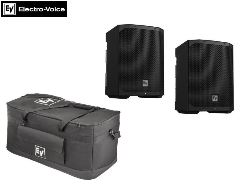 ＜セット内容＞ ・EVERSE8（スピーカー本体）&nbsp;x数量2 ・EVERSE-DUFFEL（ダッフルバック）&nbsp;x数量1 ■ 特長 400Wピーク出力の高性能ポータブルPA 最大音圧121dBの高い音量性能 Bluetoothオーディオ＆リモート操作対応 屋外イベントに強い耐候性設計 バッテリー駆動で電源のない場所でも使用可能 ■ 仕様 出力（ピーク） 400W 最大音圧レベル 121dB 周波数範囲 50Hz〜20kHz サイズ 400 × 275 × 272 mm 重量 7.6kg ■ポジション スタンド&nbsp;/&nbsp;モニター&nbsp;/&nbsp;キックバック ■トランスデューサー 8インチウーファー、フェライトマグネット 1インチ&nbsp;チタンドームツイーター、ネオジム磁石、フェロフルイド冷却 ■定格出力（ピーク） 400&nbsp;W ■最大音圧レベル 121&nbsp;dB ■カバレージ（水平×垂直） 100°&nbsp;×&nbsp;100° ■周波数範囲（-10&nbsp;dB）/&nbsp;応答（-3&nbsp;dB） 50&nbsp;Hz&nbsp;-&nbsp;20&nbsp;kHz&nbsp;/&nbsp;60&nbsp;Hz&nbsp;-&nbsp;20&nbsp;kHz ■素材 筐体：ポリプロピレン&nbsp;/&nbsp;グリル：粉体塗装鋼板 ■DSP（デジタル信号処理） QuickSmartDSPは、Dynacordのテクノロジーを搭載した最高クラスの処理性能を提供します。メインEQ用の7バンドGEQによる簡単な設定、ユーザーコントロール可能なプリセット、リミッター状態のビジュアルモニタリング、入力レベルコントロールとメーター、デジタルエフェクトコントロール、マスター出力コントロールにより、ゲイン構造を最適化できます。すべてLCDまたは無料のQuickSmart&nbsp;Mobileアプリ経由で操作可能です。 ■リモートコントロール EV&nbsp;QuickSmart&nbsp;Mobileアプリケーション 最大6台のEVERSE&nbsp;8システムを同時にワイヤレスで迅速に設定・制御・モニタリング可能。また、入力ミキサーやエフェクト検索異常などの状態をビジュアル化で通知します。 ■Bluetoothオーディオストリーミング あり ■クロスオーバー周波数 2250&nbsp;Hz ■コネクター XLR/TRSコンボ入力×2 3.5mmステレオミニ入力×1 フットスイッチ入力/TRS入力×1 充電ポート×1 XLR出力×1 12V&nbsp;DC出力×1 ■USB充電 最大1.5A、デバイス依存 ■消費電力 100-240V、50-60Hz、0.6-0.8&nbsp;A ■バッテリー容量 86.4&nbsp;Wh ■最大出力時のバッテリー持続時間 6時間以上（連続使用時） ■中音出力時のバッテリー持続時間 12時間以上（連続使用時） ■重量 7.6&nbsp;kg（16.6ポンド） ■寸法（幅&nbsp;×&nbsp;高さ&nbsp;×&nbsp;奥行） 400&nbsp;mm&nbsp;×&nbsp;275&nbsp;mm&nbsp;×&nbsp;272&nbsp;mm (15.75"&nbsp;×&nbsp;10.83"&nbsp;×&nbsp;10.71") ■キックバック&nbsp;/&nbsp;モニター角度 30°&nbsp;/&nbsp;55° ■カラー 黒と白 ■EVERSE専用ダッフルバック EVERSE12スピーカー1台、またはEVERSE8スピーカー2台とアクセサリーを収納できるよう設計された、大容量のダッフルバッグです。 一体型の仕切りパネルとマジックテープストラップにより、中身を整理してしっかりと固定できます。 安定感のあるパッド入り素材により、中身を保護するだけでなく、スピーカーが入っていない状態でも形状を保ちます。 ハンドルと調節可能なショルダーストラップが付属しています。 ※使用例画像・他の機材は付属しません ■仕様 ・材質：ポリエステル、PVC ・色：黒 ・寸法(H&nbsp;x&nbsp;W&nbsp;x&nbsp;D)：350&nbsp;mm&nbsp;x&nbsp;695&nbsp;mm&nbsp;x&nbsp;350&nbsp;mm ・重量：1.66&nbsp;kg