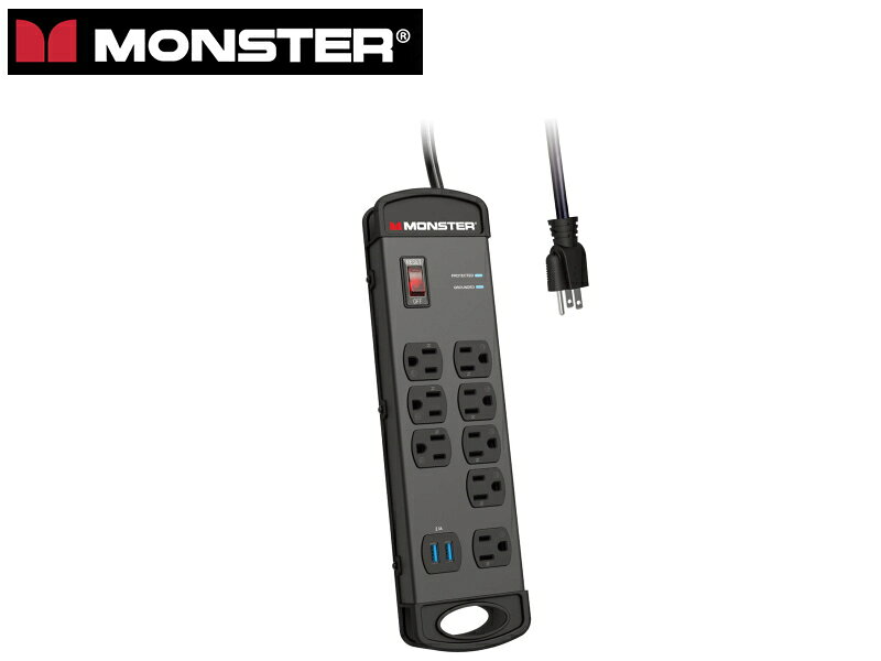 Monster&nbsp;Power&nbsp;は、ライブ、レコーディング、配信、制作まで、機材本来の力を引き出すために生まれた高性能パワーコンディショナーです。Monster&nbsp;Clean&nbsp;Power&nbsp;フィルターがノイズを抑え、クリアで抜けの良いサウンドを実現。大切な機材を守る&nbsp;Fireproof&nbsp;MOV&nbsp;と&nbsp;Dual&nbsp;Mode&nbsp;保護機能を搭載し、突然の電源トラブルからも安心して使用できます。 さらに、取り回ししやすい約4.5mのロングコード、便利なUSB充電ポート、高耐久スチール製トップカバー採用。ステージでも、自宅でも、スタジオでも、ノイズ対策と電源保護を両立します。 ■特長■ ◆Fireproof&nbsp;MOVとDual&nbsp;Mode&nbsp;による電源保護 突然の電圧変化から接続機器を保護するFireproof&nbsp;MOV&nbsp;とDual&nbsp;Mode&nbsp;保護回路を搭載。大切な音響機器や楽器周辺機器を電源トラブルから守ります。 ◆Clean&nbsp;Powerフィルタリング 電源ラインに入り込むノイズを低減するClean&nbsp;Powerフィルタリングを搭載。オーディオ機器やレコーディング機器などへのノイズの影響を抑えます。 ◆8口AC＋5V/2.1A対応USB-A&nbsp;×2 8口のACコンセントに加え、5V/2.1A対応のUSB-Aポートを2基搭載。オーディオ機器への電源供給からスマートフォンなどのUSB機器への給電まで、幅広く対応します。音響機器への電源供給とUSB機器への給電を1台にまとめられます。　