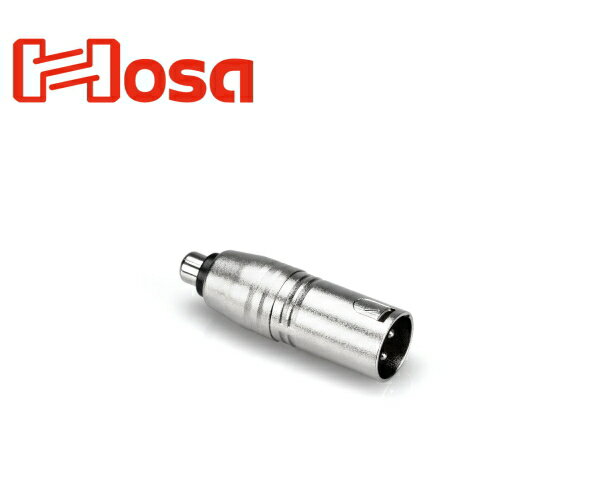 Hosa&nbsp;RCAメス-XLRキャノンオス&nbsp;変換プラグ&nbsp;変換アダプター RCAプラグを3ピンXLRオスに変換する為の変換プラグです。 プラグ：RCAメス-XLRキャノンオス ※商品の仕様、価格並びに付属品などは予告なく変更することがあります。 ※パーツ等の商品の取付、本体改造の際は、リペアショップにご相談下さい。 ※使用による完璧な仕上がりを約束するものではございません。 ※工具の使用は専門技術が必要となります。工具を使用しての施工は自己責任となります。 ※お使いのブラウザや環境により実際の商品と色が異なる場合がございます。　