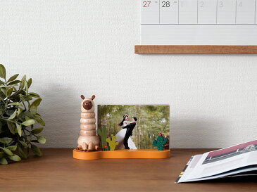 【Wooderful life】Photo Frame Alpaca(アルパカ 万年カレンダー付きフォトフレーム) KG判 写真立て フォトスタンド ポストカード 記念 結婚 アルバム カレンダー 海外 置物 置型 卓上 インテリア 動物 雑貨 ギフト 北欧 木製 Jean Cultural & Creative 台湾