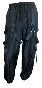 ロックなストラップベルト付き パンツ 黒 ブラック BLACK メンズ レディース ボンテージパンツ ヴィジュアル系 ヒップホップ ゴシック パンク