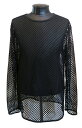 メッシュ Tシャツ 長袖 シースルー 黒 ブラック メンズ レディース 肌見せ セクシー衣装 パンク ロック ヴィジュアル系 網シャツ コスプレ 地雷系